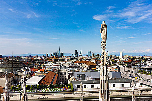 米兰城市天际线拍摄于米兰大教堂顶