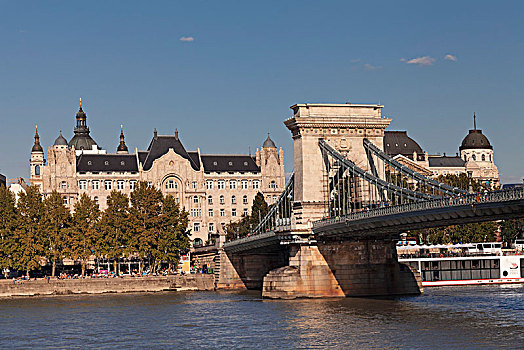 链索桥,风景,上方,多瑙河,酒店,四季,宫殿,布达佩斯,匈牙利