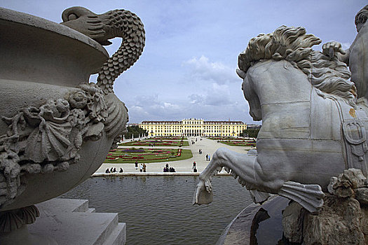 雕塑,宫殿,背景,美泉宫,维也纳,奥地利
