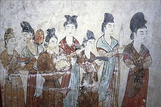 女人,墙壁,陵墓,中国艺术