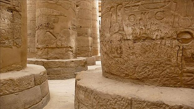 大,柱子,墙壁,绘画,象形文字,卡尔纳克神庙,路克索神庙,埃及,非洲