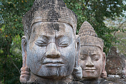 佛教,雕塑,南方,大门,吴哥窟,柬埔寨,世界遗产