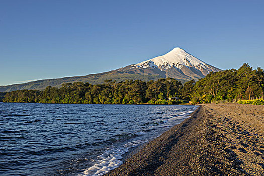 火山,岸边,湾,湖,波多黎各,拉各斯,区域,智利,南美