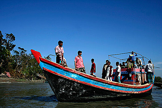 引擎,船,河,孟加拉,十一月,2007年
