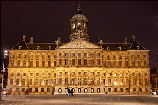 皇宫,阿姆斯特丹,夜晚