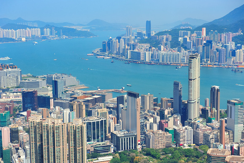 香港,航拍,全景,城市,摩天大楼