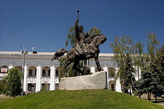 乌克兰,基辅,地区,地点,城镇,雕塑,背景,历史建筑,交易,蓝天,2004年