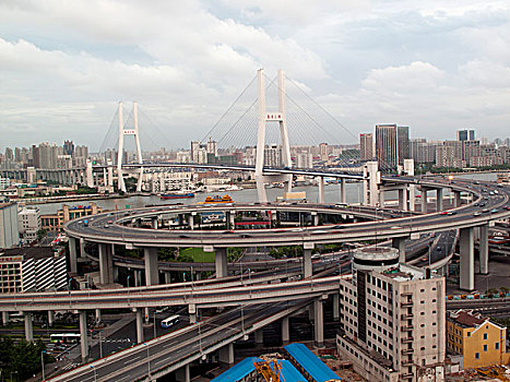 多车道公路,桥,上海,中国