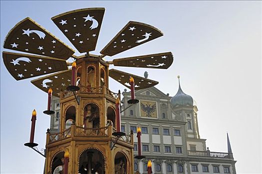 市政厅,圣诞市场,巴伐利亚,德国