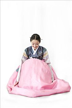 女青年,韩国人,传统服装