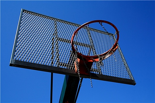 篮球,球筐,蓝色背景,天空