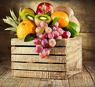 新鲜水果,木盒