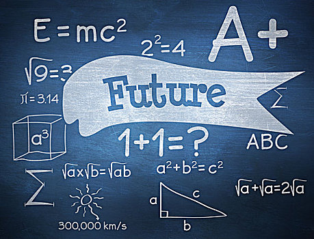 未来,蓝色,黑板,文字,数学,涂写