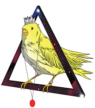 插画,鸟,穿,皇冠,盒式小吊坠,站立,三角形,白色背景