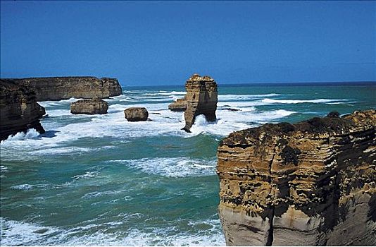 岩石构造,白垩断崖,海洋,道路,维多利亚,澳大利亚