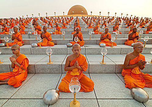 寺院,庙宇,白天,佛教,僧侣,坐,契迪,地区,曼谷,泰国,亚洲,重要