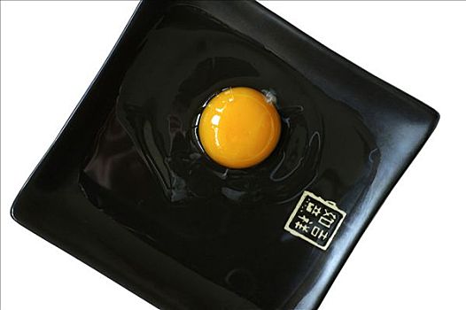 蛋黄,黑色,日本,盘子