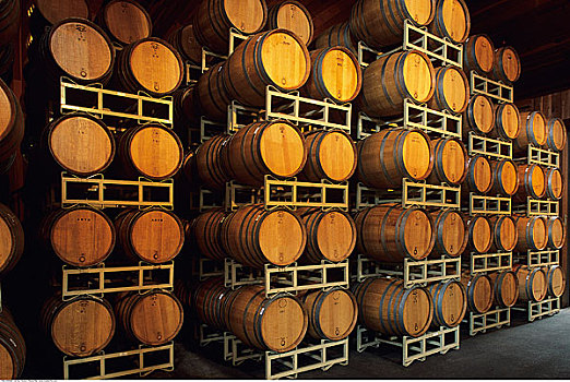 葡萄酒桶,葡萄酒厂,那帕山谷,加利福尼亚,美国