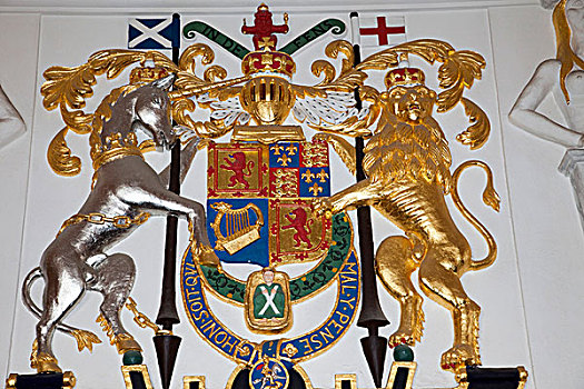 苏格兰,爱丁堡,爱丁堡城堡,盾徽,皇宫