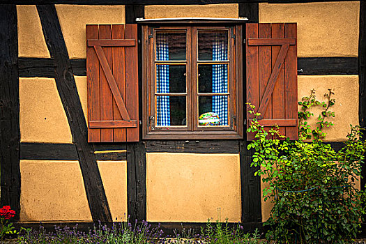 老,木制,房子,窗户,勃兰登堡,德国,欧洲