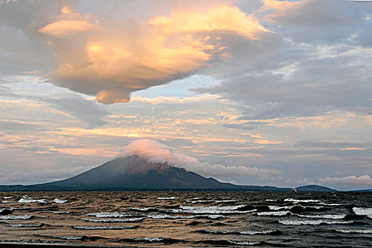 尼加拉瓜,湖,岛屿,背影,中美洲