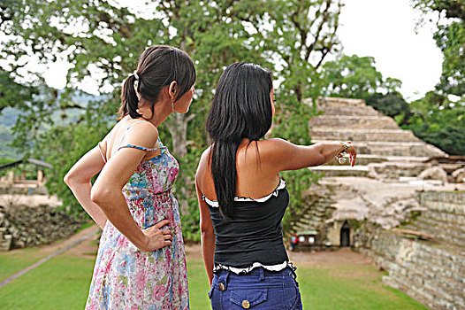 两个,女孩,探索,洪都拉斯,中美洲
