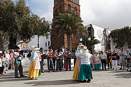 传统,民俗,音乐,星期日,市场,特盖斯,兰索罗特岛,加纳利群岛,西班牙,欧洲