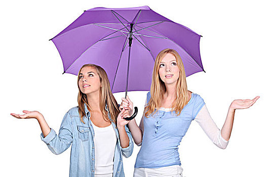 女孩,紫色,伞