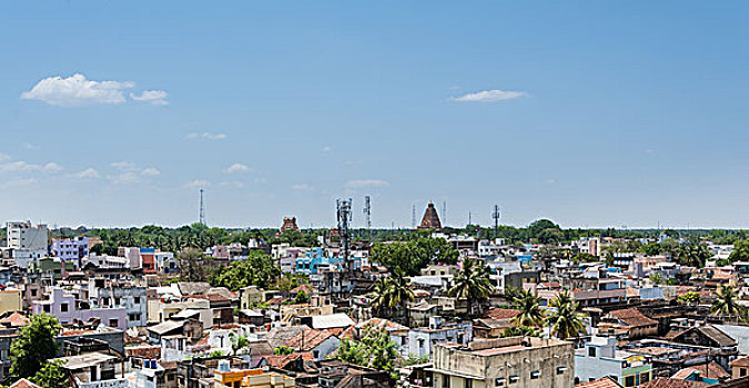 城市,庙宇,坦贾武尔,泰米尔纳德邦,印度,亚洲