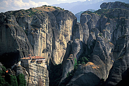 希腊,塞萨利,米特奥拉,寺院,卢萨诺斯修道院