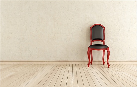 红色,黑色,椅子,墙壁