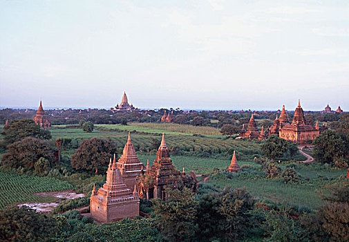 俯拍,塔,风景,蒲甘,缅甸