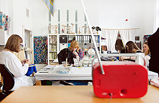 女人,工作,刺绣,设计室