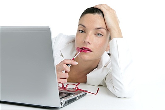 职业女性,红色,口红,笔记本电脑
