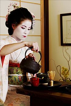 艺伎,鸾舞伎,表演,传统茶,典礼