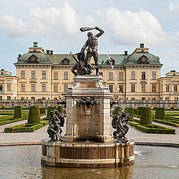 雕塑,喷水池,户外,德罗特宁霍尔姆宫,斯德哥尔摩,瑞典