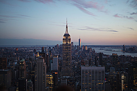 光亮,帝国大厦,日落,曼哈顿,纽约,美国