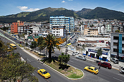 街道,出租车,市区,基多,厄瓜多尔,南美