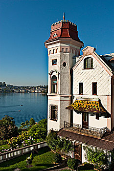 城堡,酒店,特劳恩湖,奥地利,欧洲