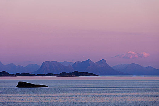 落日,罗弗敦群岛,北方,挪威北部,挪威,北极圈