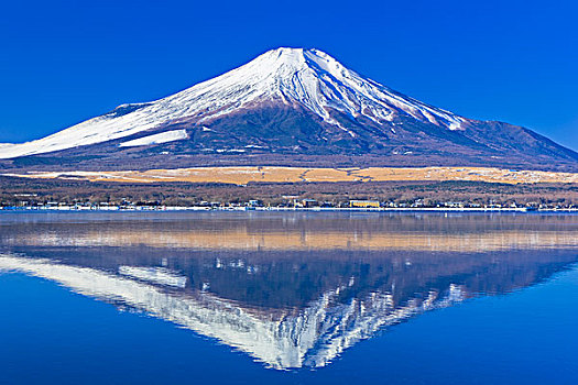 山,富士山,湖