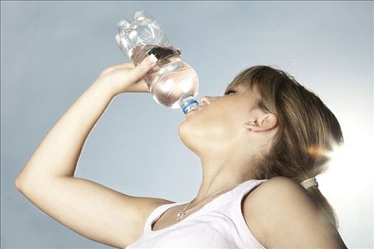 女青年,渴,运动,水瓶
