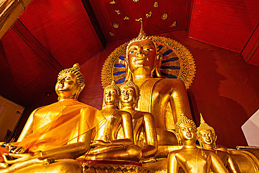 泰国,清迈,寺院,唱,佛像,祈祷