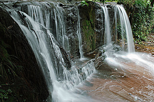 瀑布,层叠,上方,层次,床,砂岩,山,国家公园,马来西亚