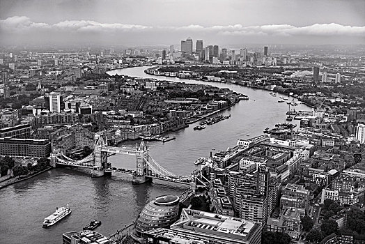 风景,上方,伦敦,市政厅,后面,塔桥,南华克,英格兰,英国,欧洲