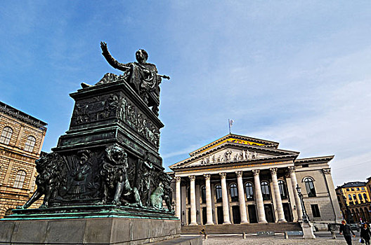 马克思约瑟夫纪念碑,正面,巴伐利亚,歌剧院,国家,剧院,慕尼黑,德国,欧洲