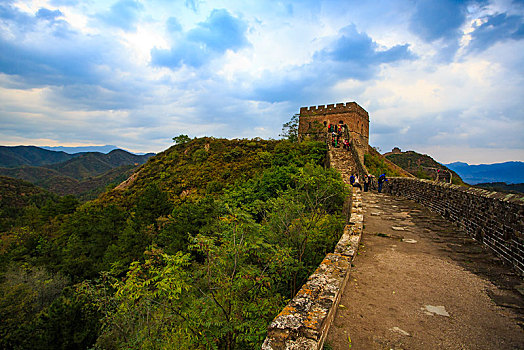 城墙,古城墙,天空,森林,树木,云,蜿蜒,群山,山脉,台阶,阶梯,云霞,霞光