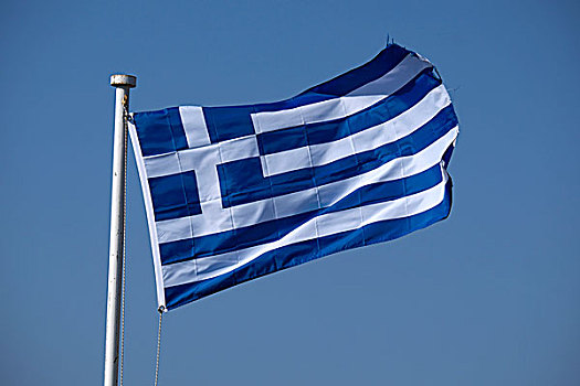 希腊国旗,罗得斯,多德卡尼斯群岛,希腊,欧洲