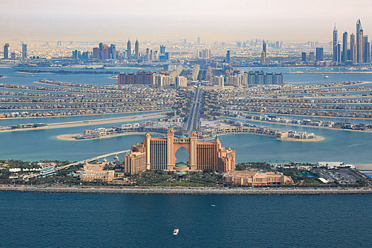迪拜,亚特兰蒂斯酒店,棕榈树,岛屿,俯视,航拍