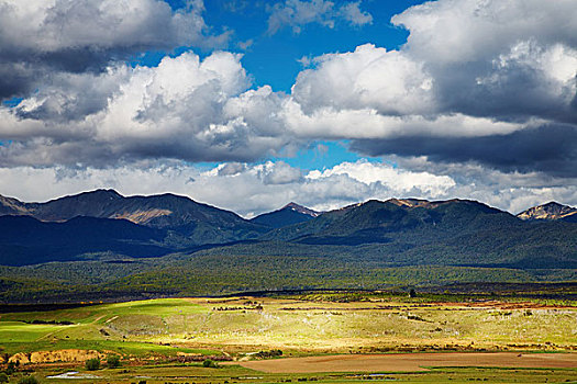 风景,山,阴天,新西兰